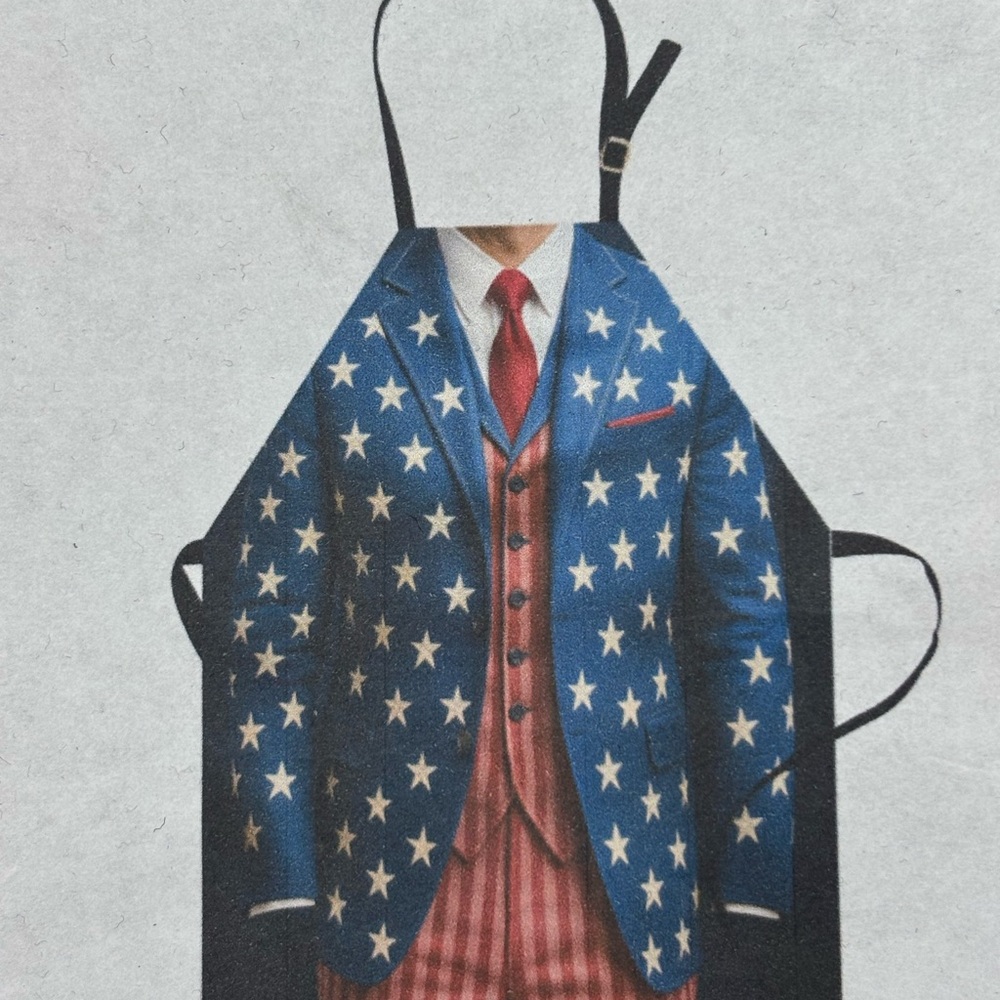 Star-Patterned Apron with Red Tie Design Adult Size with Adjustable New Unisex